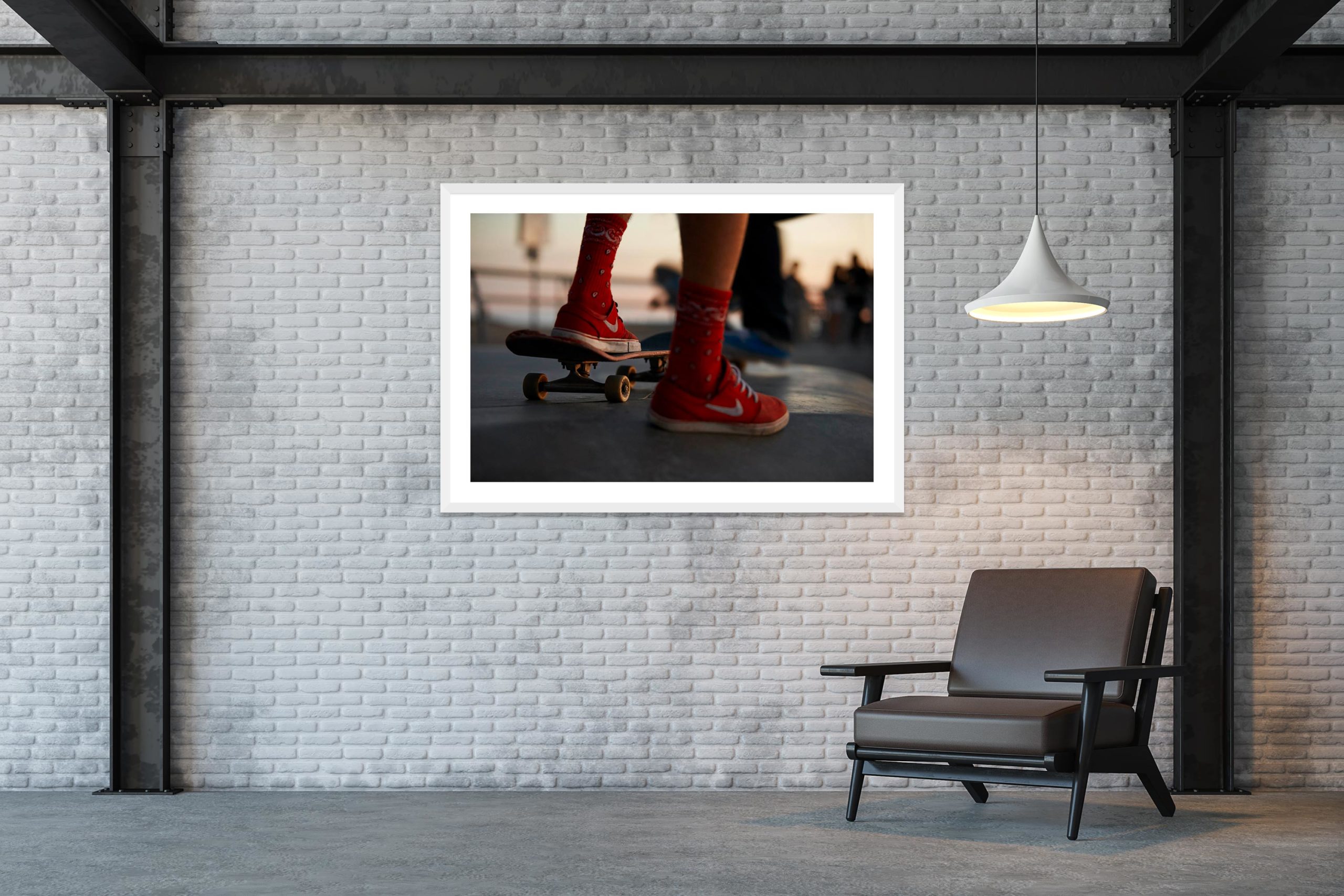 Red Kicks - White Frame - Skate Park, Venice Beach Collection - Fine Art Photography by Toby Dixon
