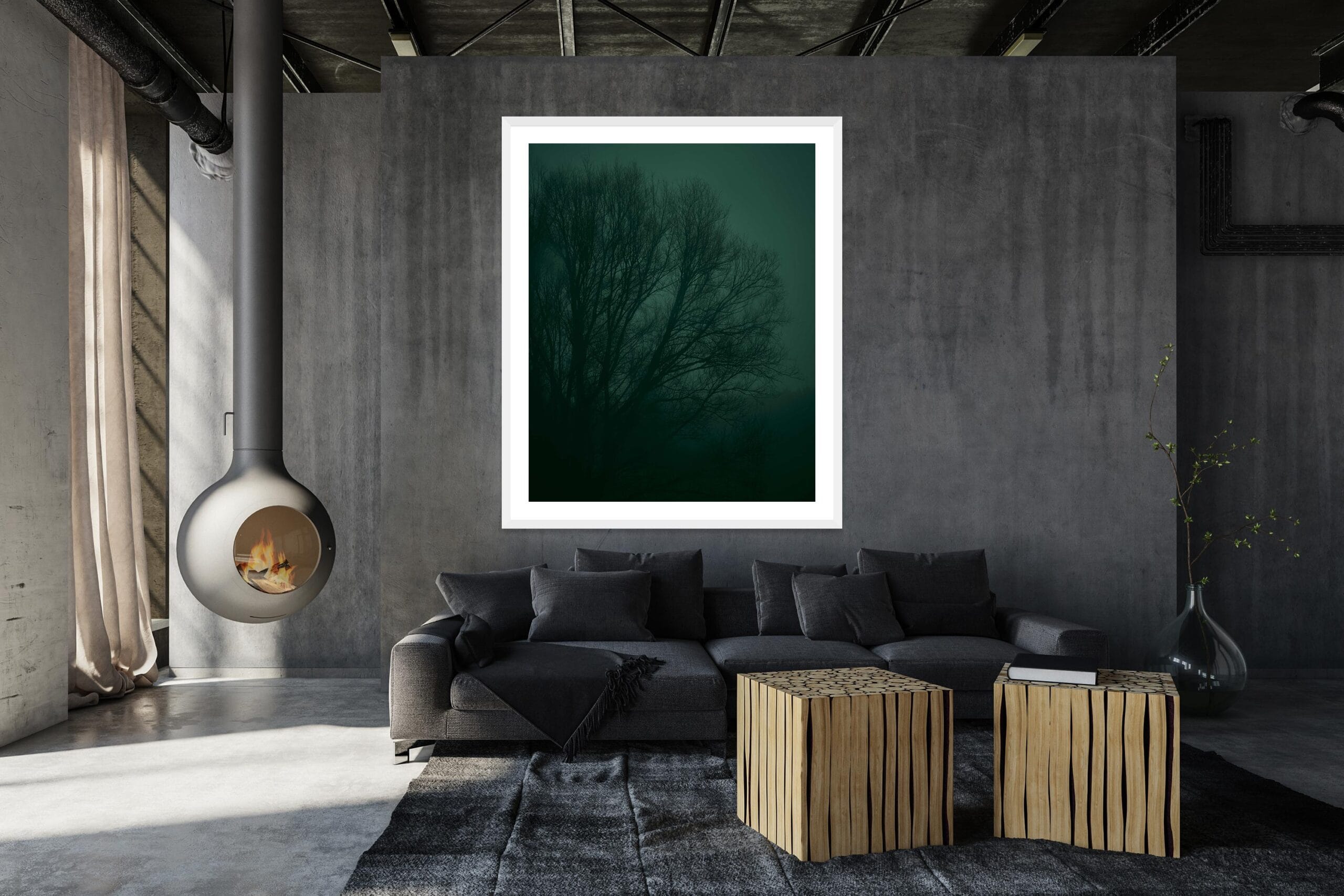 Winter Solstice no.2 - White Frame - Talking To Fog Collection - Fine Art Photography by Toby Dixon